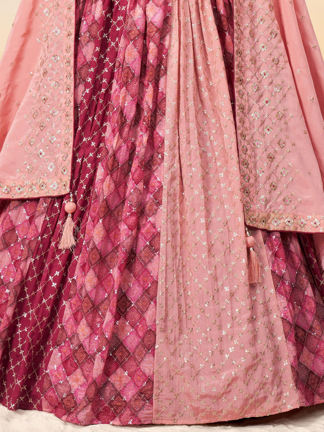 Lovely Pink Sequins Chiffon Event Wear Lehenga Choli With Dupatta