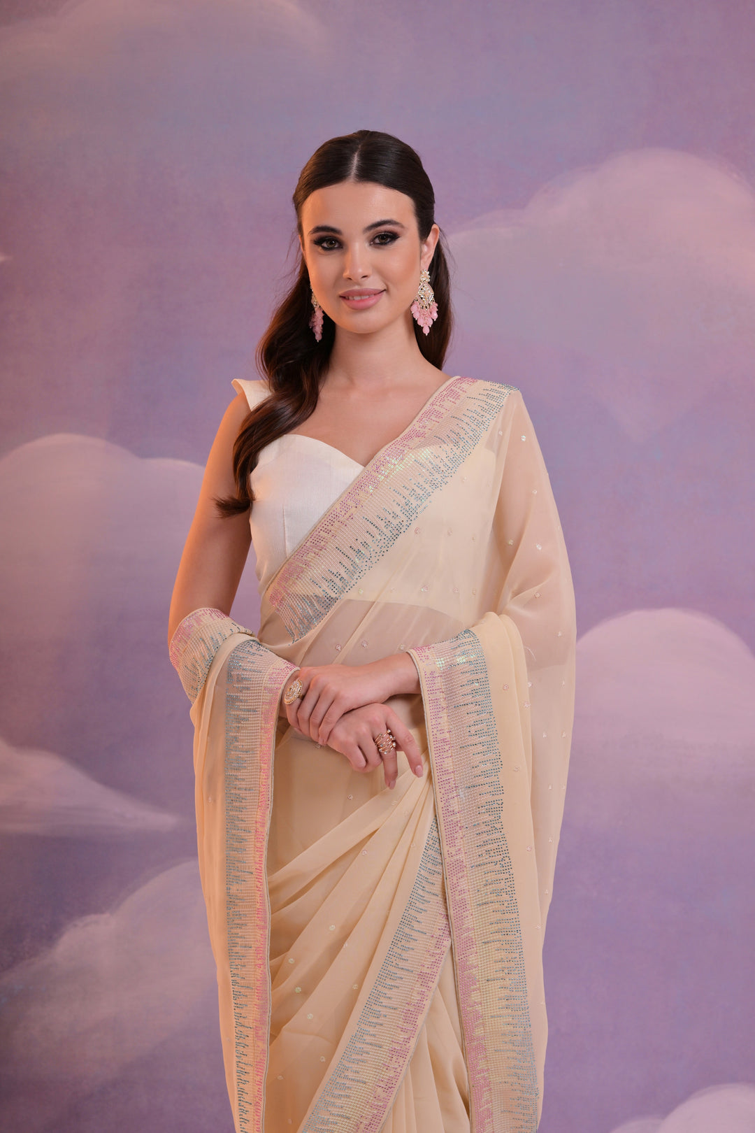 Designer Georgette Saree with Sequins & Embroidery | Perfect for Weddings & Parties