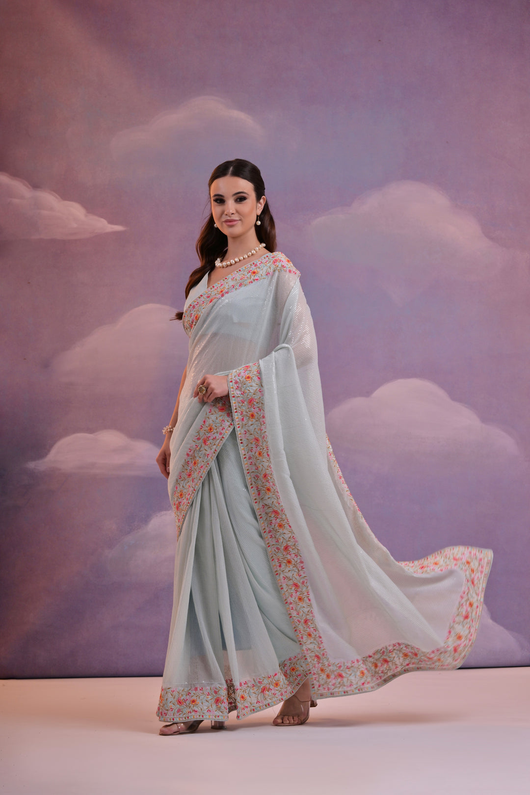 Designer Georgette Saree | Mono-Banglori Blouse | Sequence Embroidery Work