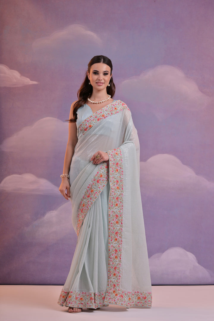 Designer Georgette Saree | Mono-Banglori Blouse | Sequence Embroidery Work