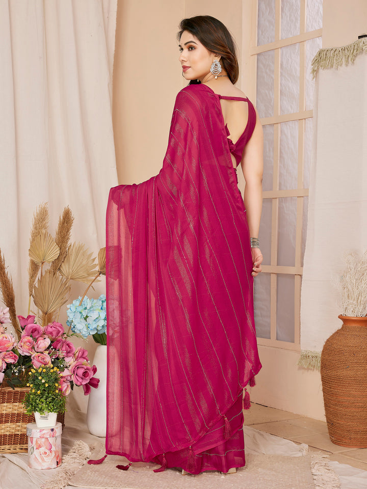 Designer Georgette Saree with Art-Silk Blouse | Swarovski Work for Weddings