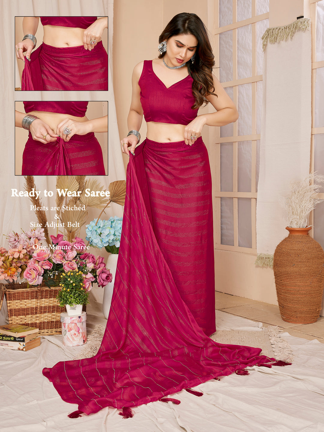 Designer Georgette Saree with Art-Silk Blouse | Swarovski Work for Weddings