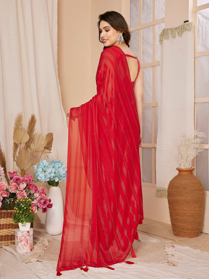 Designer Georgette Saree with Art-Silk Blouse | Swarovski Work for Weddings