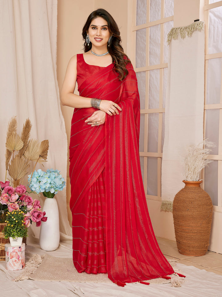 Designer Georgette Saree with Art-Silk Blouse | Swarovski Work for Weddings