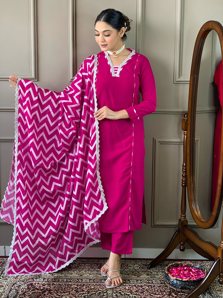 Stunning Viscose Salwar Kameez with chevron-patterned Dupatta | Elegant Ethnic Wear for Women