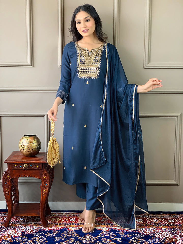 Stunning Rayon Slub Salwar Kameez with Intricate Embroidery | Ideal for Festive Occasions