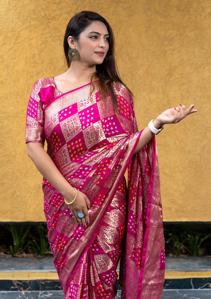 Designer Bandhej Silk Saree | Elegant for Weddings & Special Events