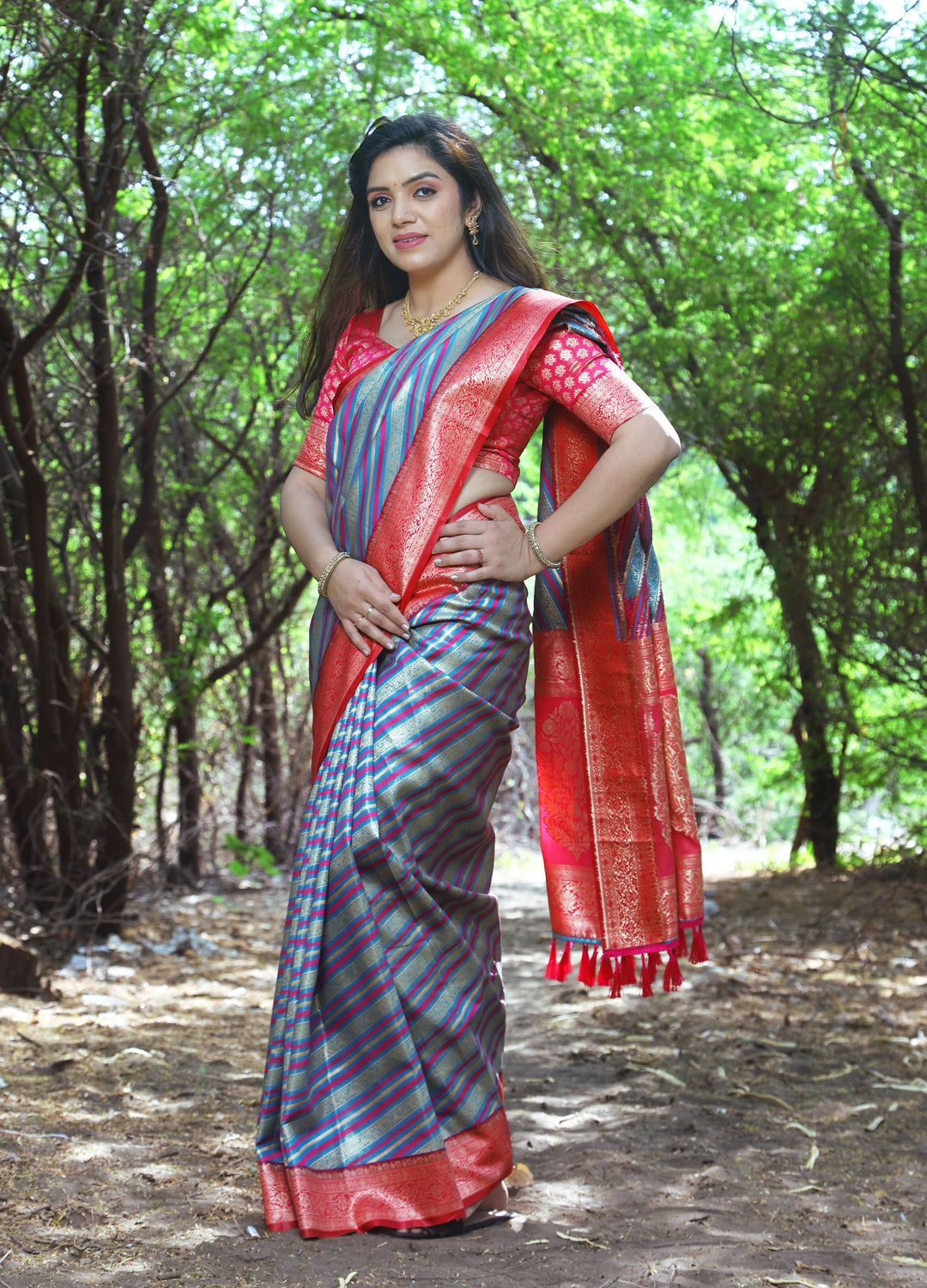 Designer Soft-Silk Saree with Wevon-Jari Work | Elegant Wedding Attire