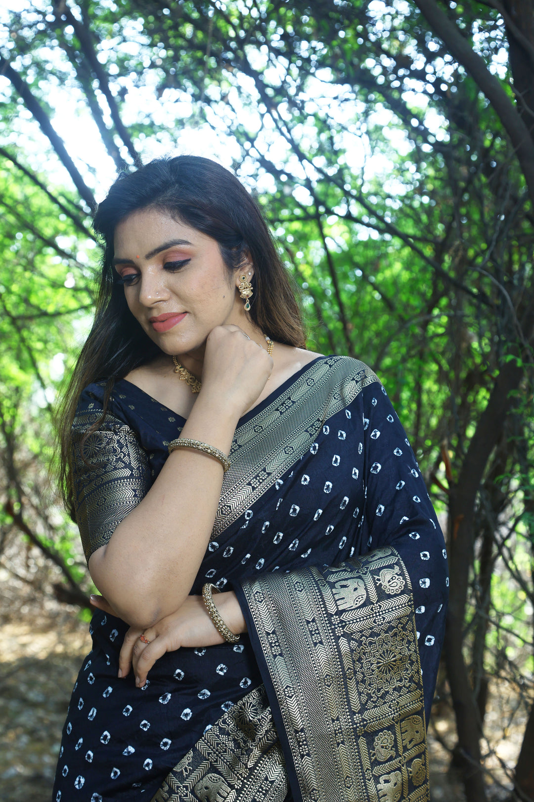 Kanjivaram Silk Saree | Wevon Jari Designer Bandhej Print for Weddings