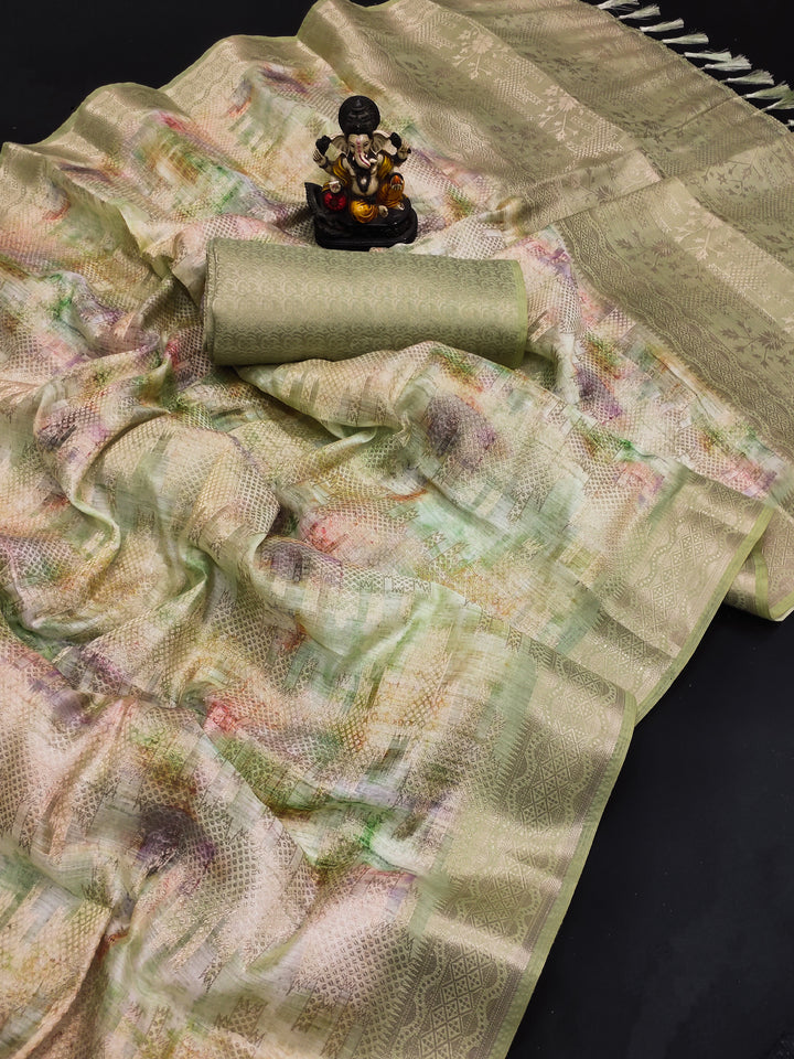 Soft-Silk Designer Saree | Digital-Printed for Weddings & Special Events