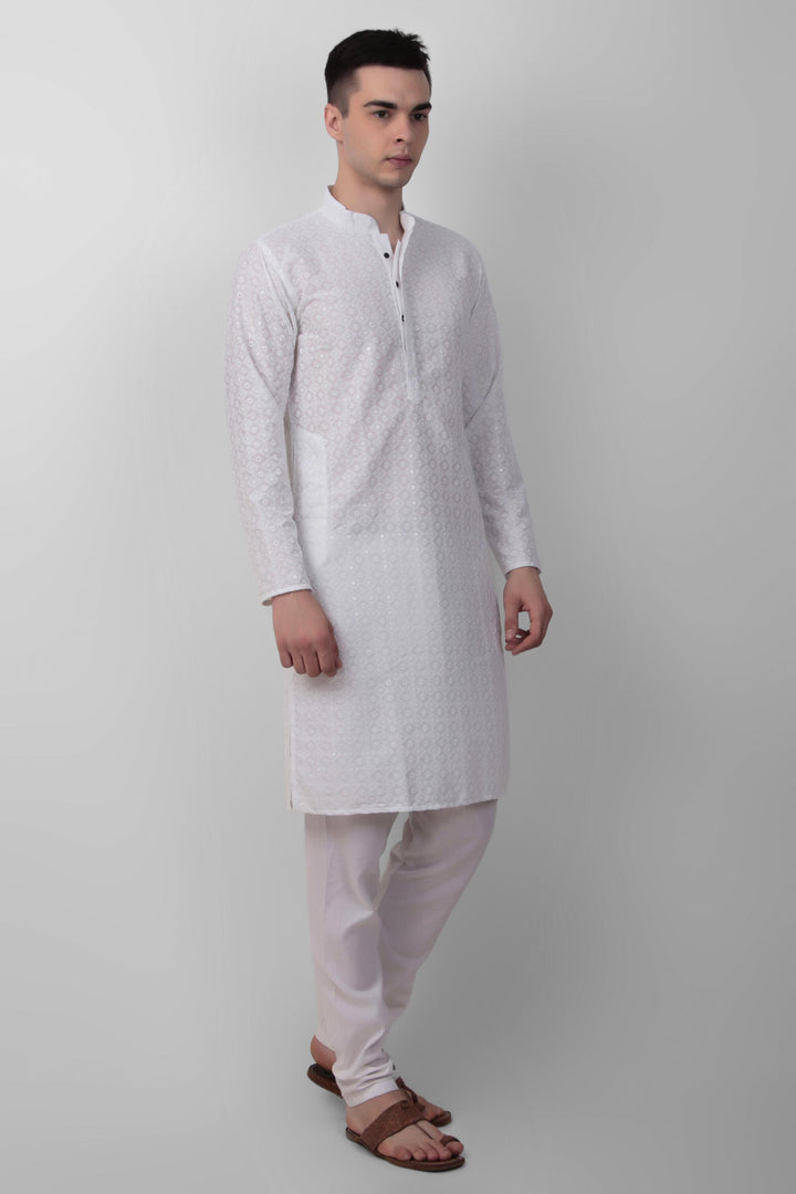 Designer Cotton Kurta for Men | Thread & Sequins Embroidery Work