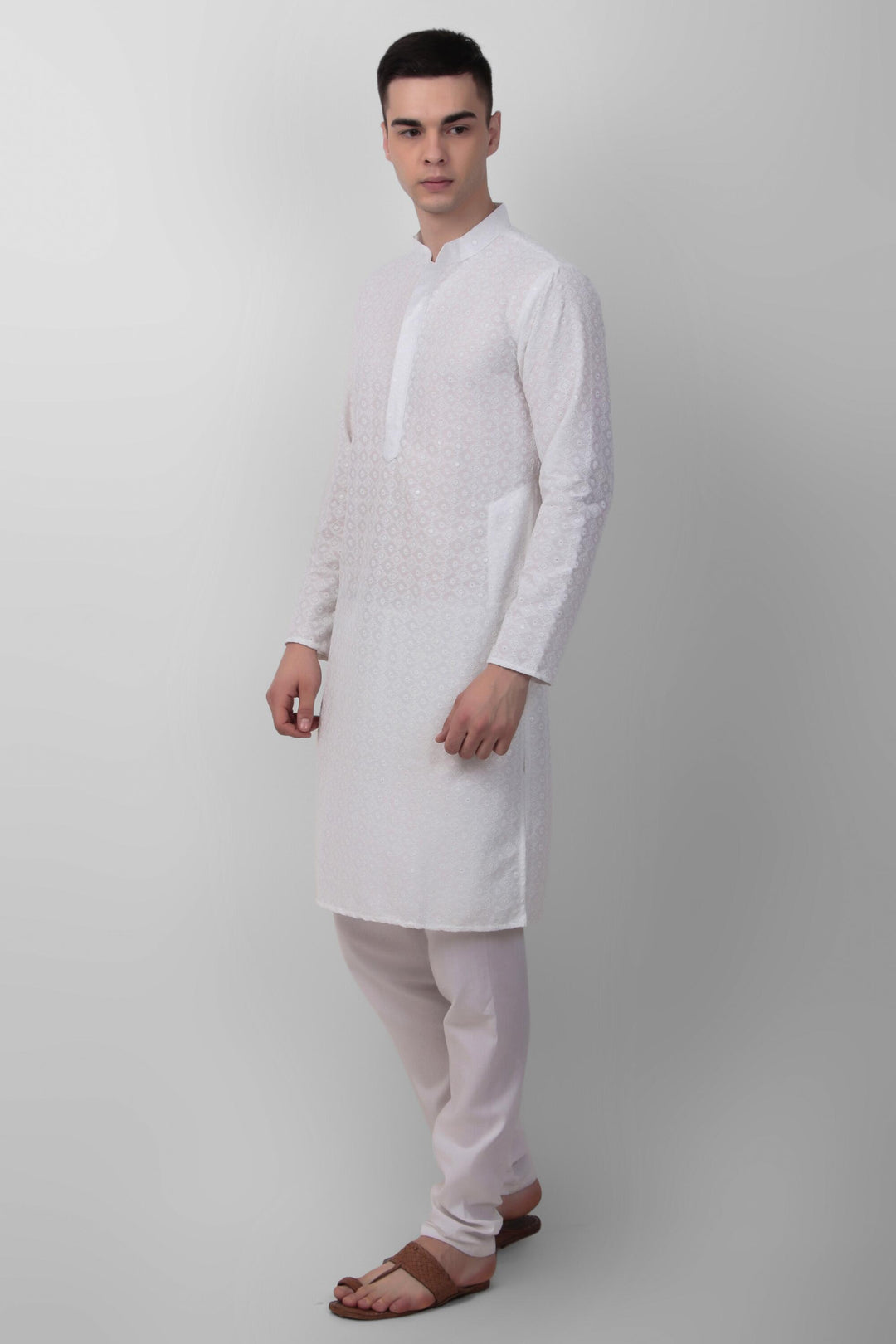 Designer Cotton Kurta for Men | Thread & Sequins Embroidery Work