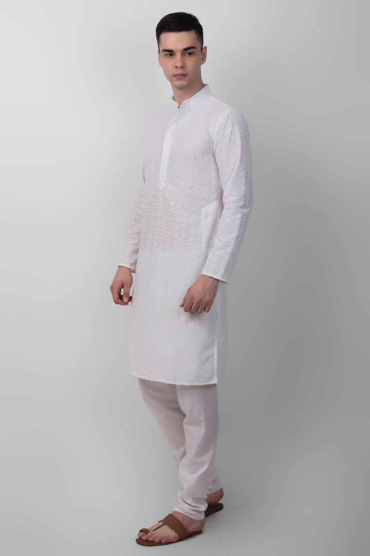 Designer Cotton Kurta for Men | Thread & Sequins Embroidery Work