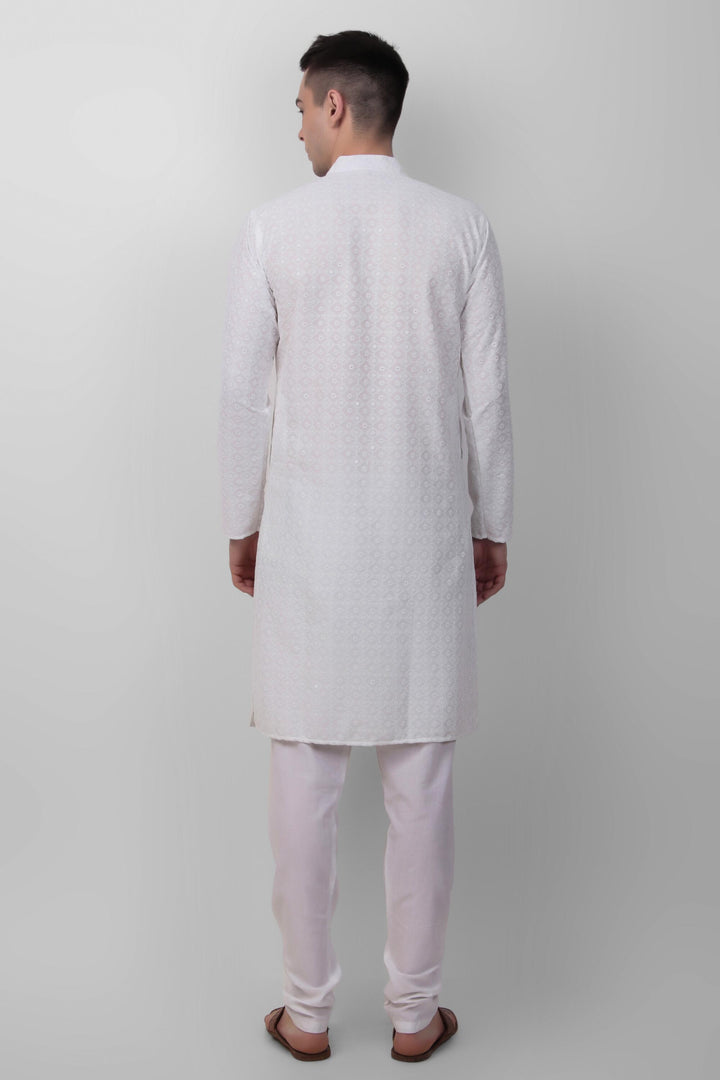 Designer Cotton Kurta for Men | Thread & Sequins Embroidery Work