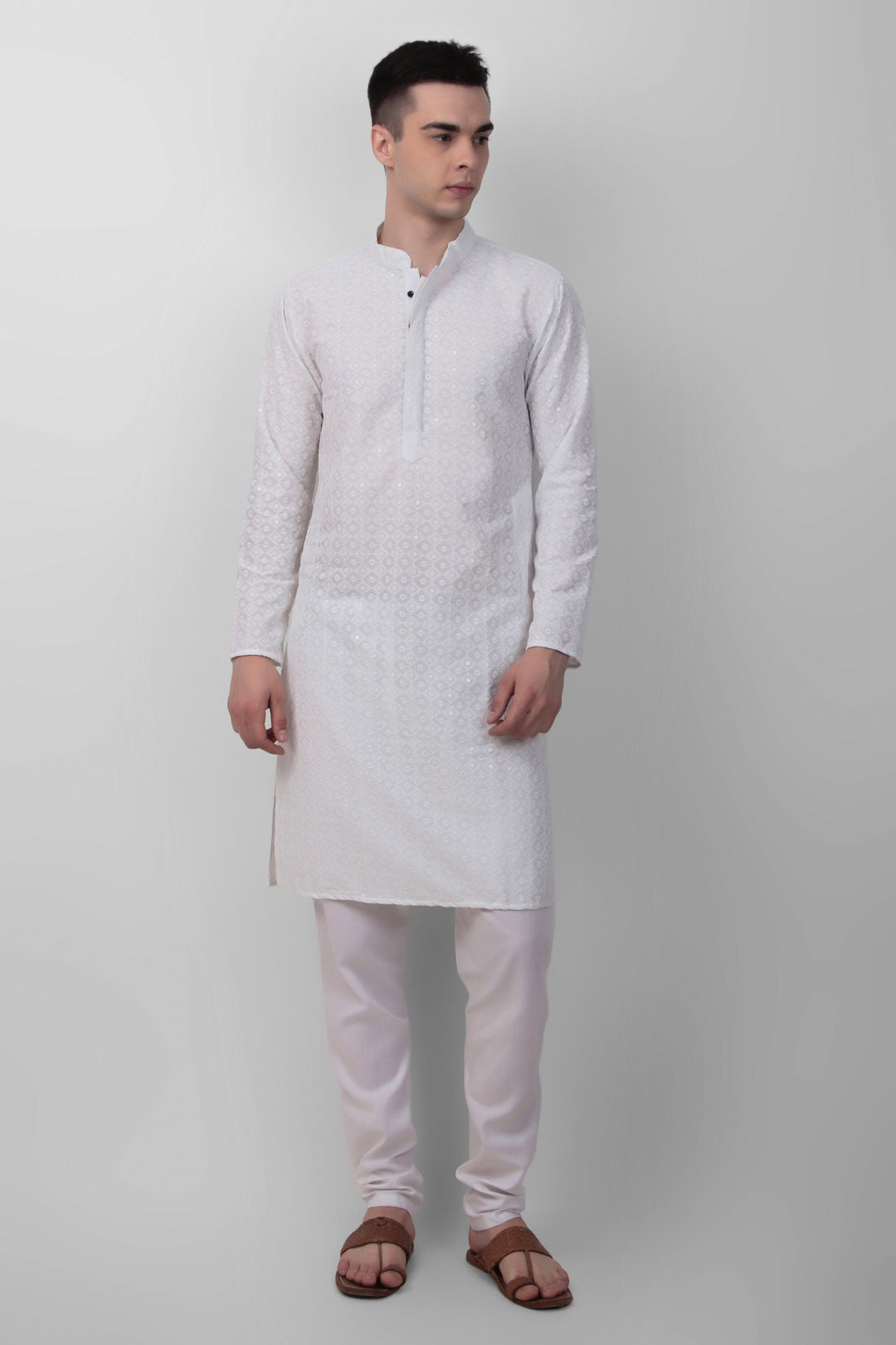 Designer Cotton Kurta for Men | Thread & Sequins Embroidery Work