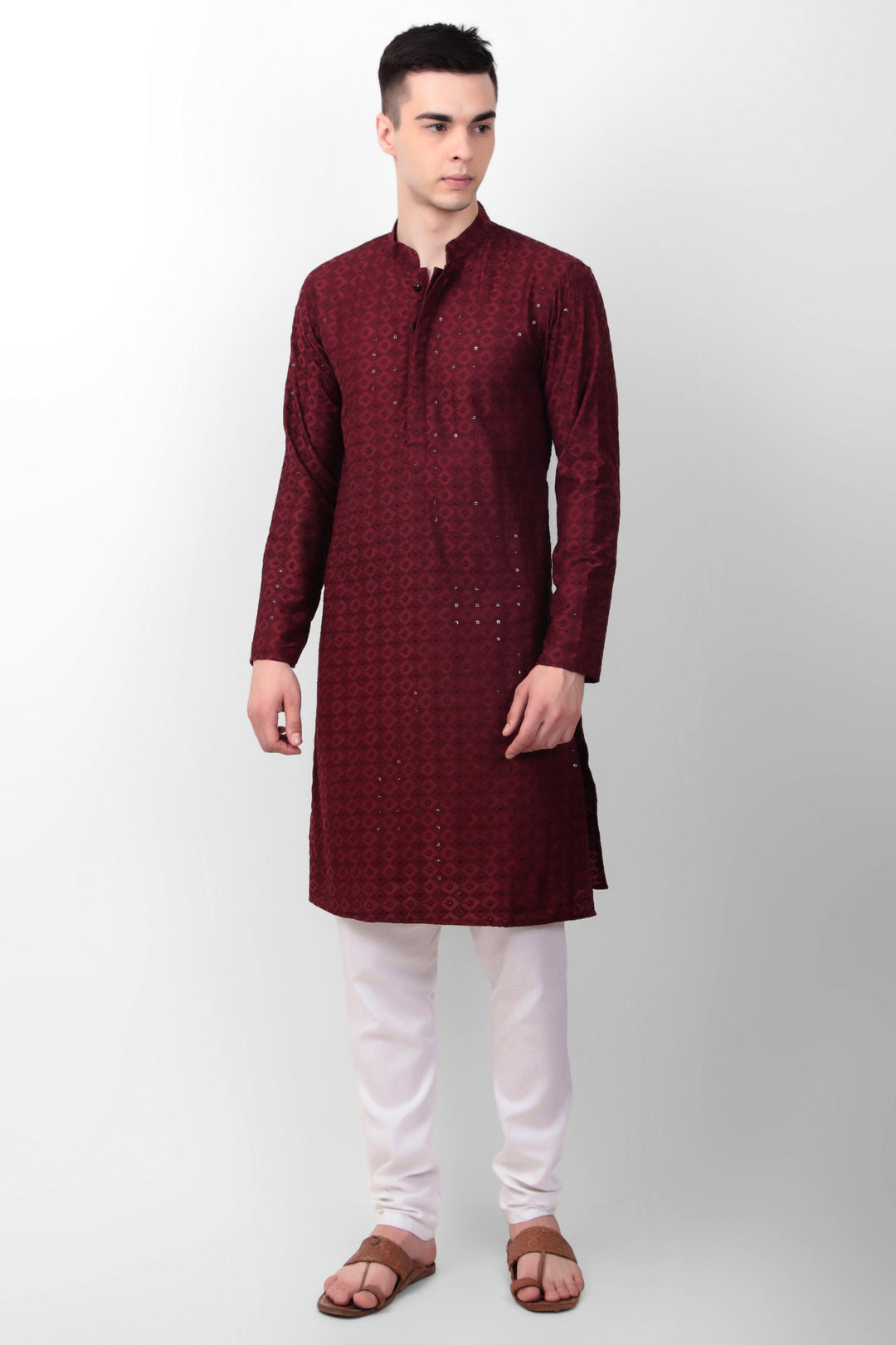 Designer Cotton Kurta for Men | Thread & Sequins Embroidery Work