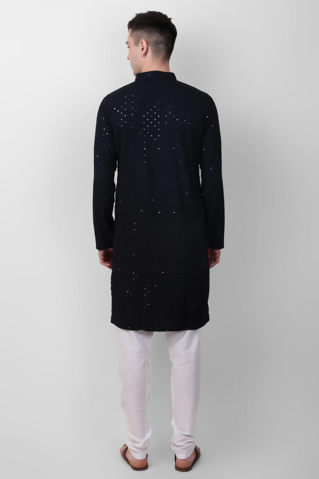 Designer Cotton Kurta for Men | Thread & Sequins Embroidery Work