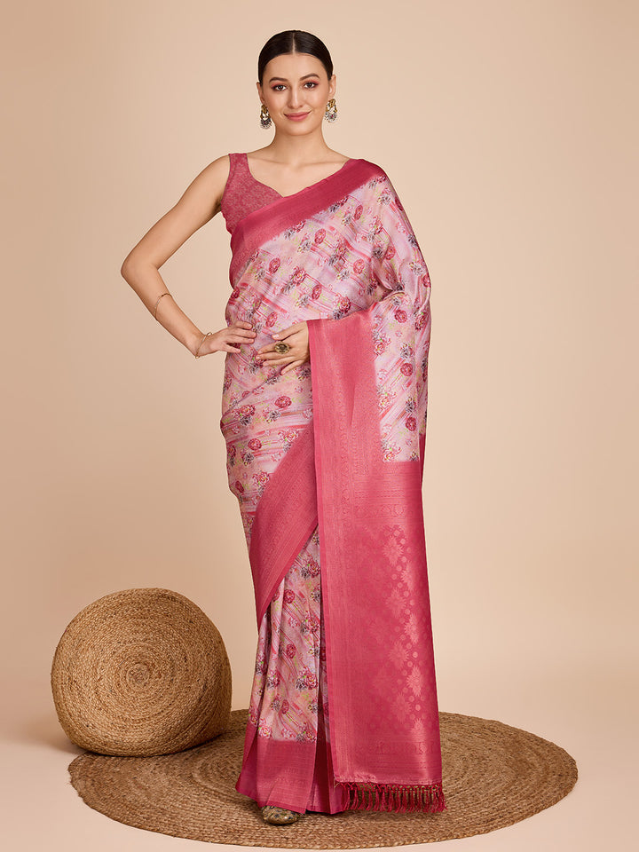 Elegant Kanjivaram Silk Saree with Banarasi Blouse | Designer Jari Work