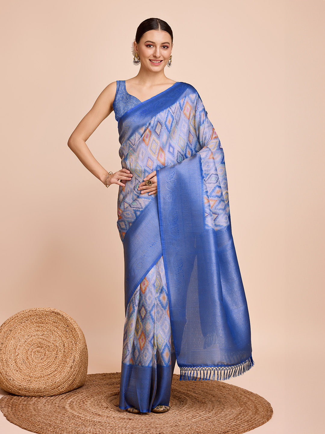 Elegant Kanjivaram-Silk Saree with Banarasi-Silk | Designer Wevon-Jari Work