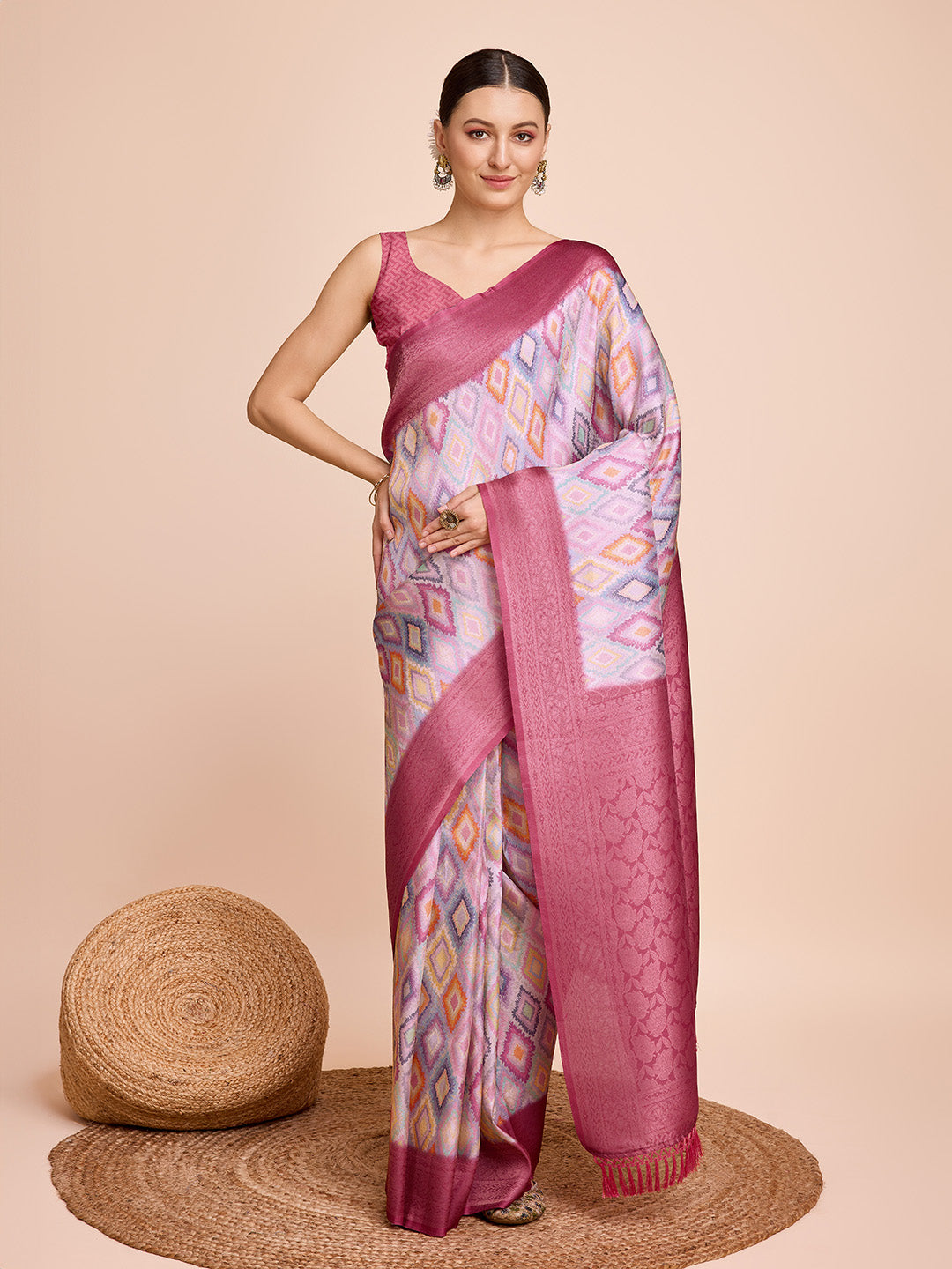 Elegant Kanjivaram-Silk Saree with Banarasi-Silk | Designer Wevon-Jari Work