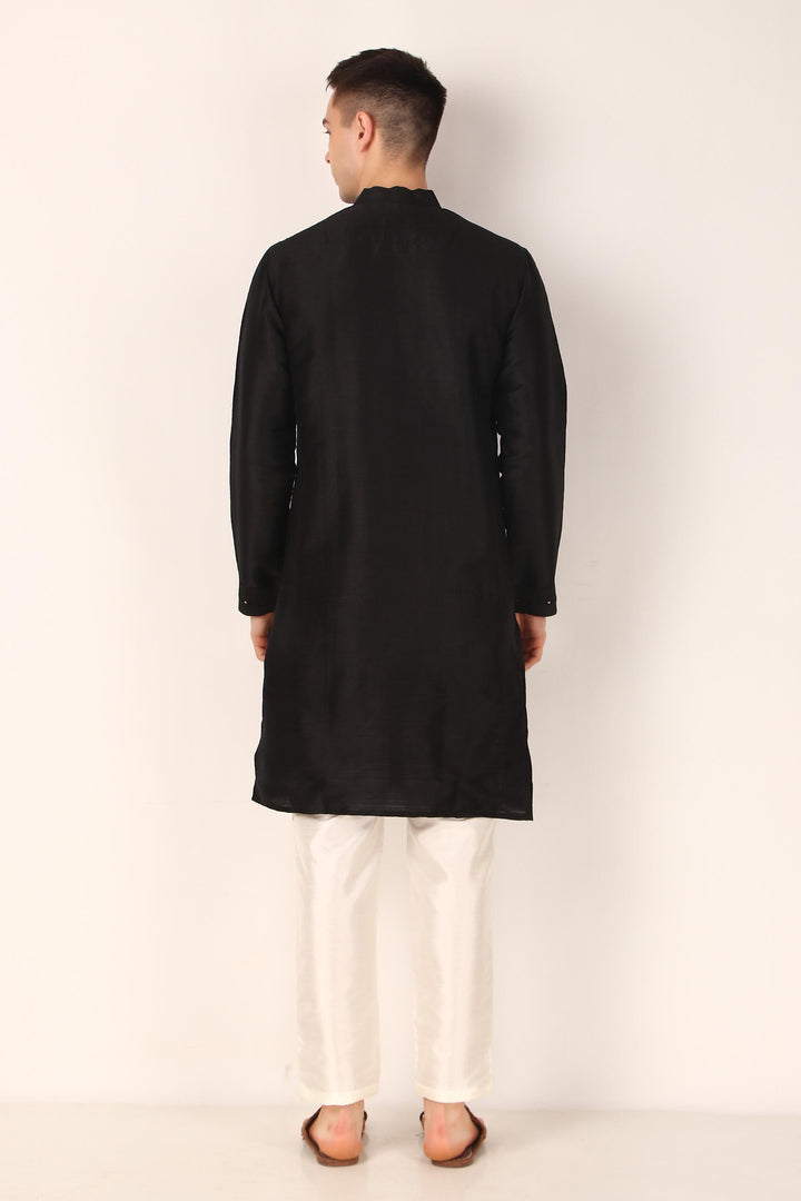 Khadi Silk Kurta with Art Silk Pajama | Mirror Embroidery for Festive Wear