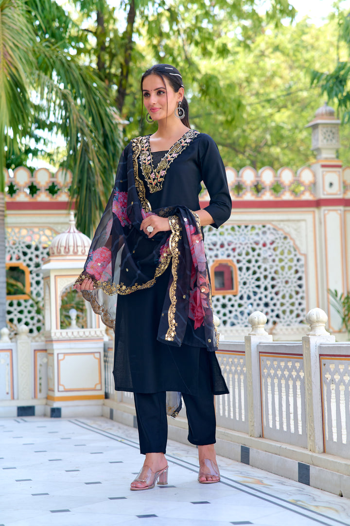 Stunning Chanderi Salwar Kameez with elegant Embroidery | Perfect for Festive Wear