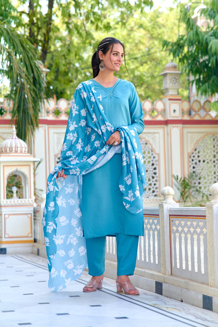 Stunning Chanderi Salwar Kameez with elegant Embroidery | Perfect for Festive Wear