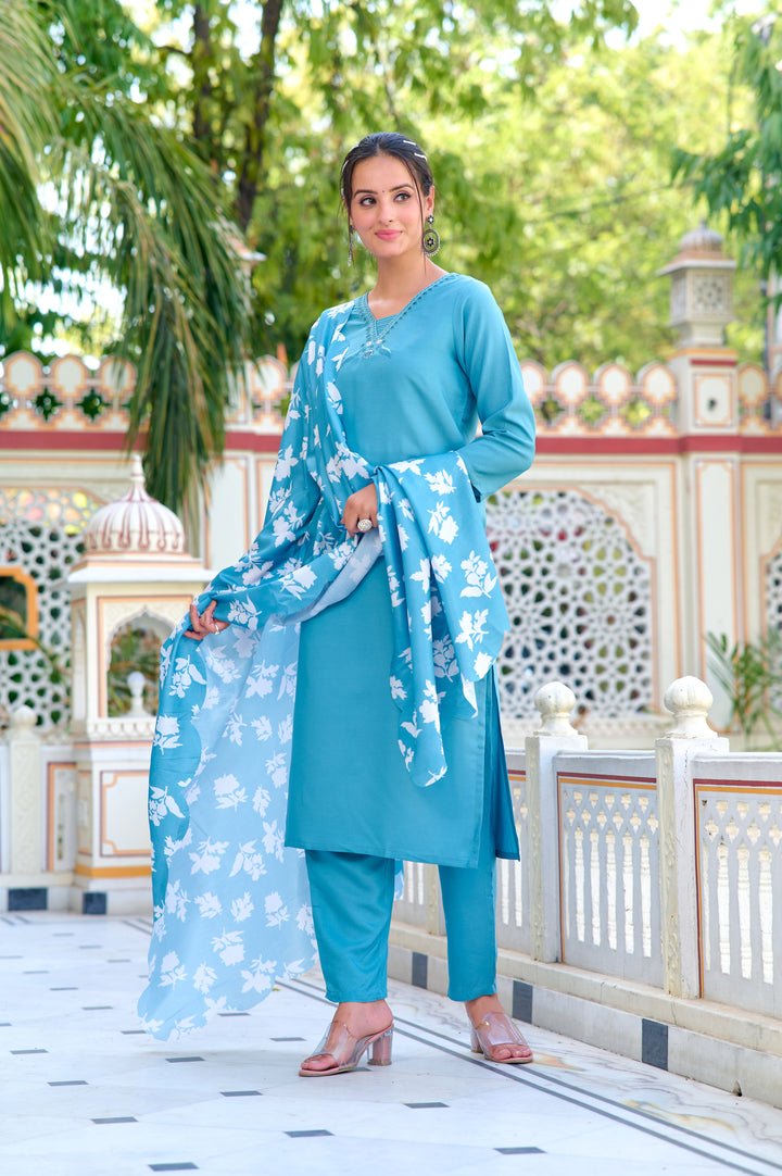 Stunning Chanderi Salwar Kameez with elegant Embroidery | Perfect for Festive Wear