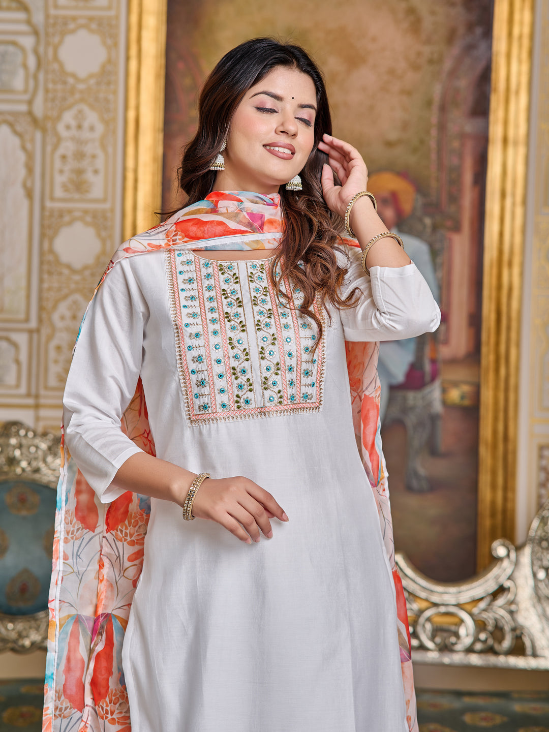 Stunning Chanderi Salwar Kameez with elegant Embroidery | Perfect for Festive Wear