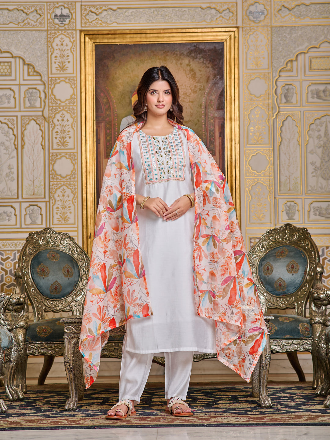 Stunning Chanderi Salwar Kameez with elegant Embroidery | Perfect for Festive Wear