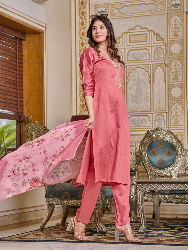 Stunning Chanderi Salwar Kameez with elegant Embroidery | Perfect for Festive Wear