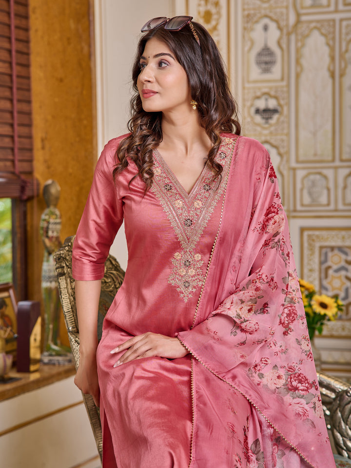 Stunning Chanderi Salwar Kameez with elegant Embroidery | Perfect for Festive Wear