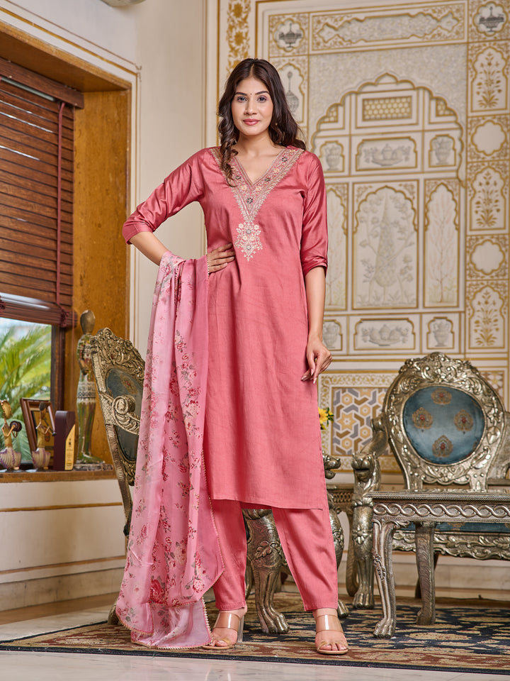 Stunning Chanderi Salwar Kameez with elegant Embroidery | Perfect for Festive Wear