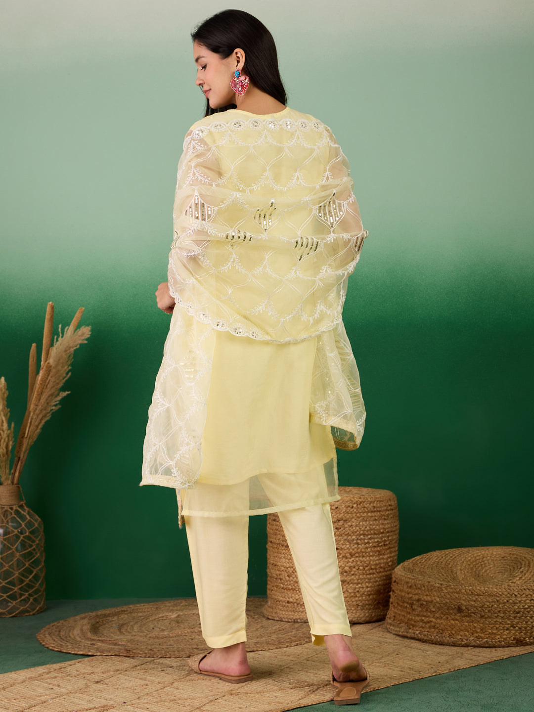 Stunning Organza Salwar Kameez with Floral Print and Embroidered Neckline | Perfect Festive Wear