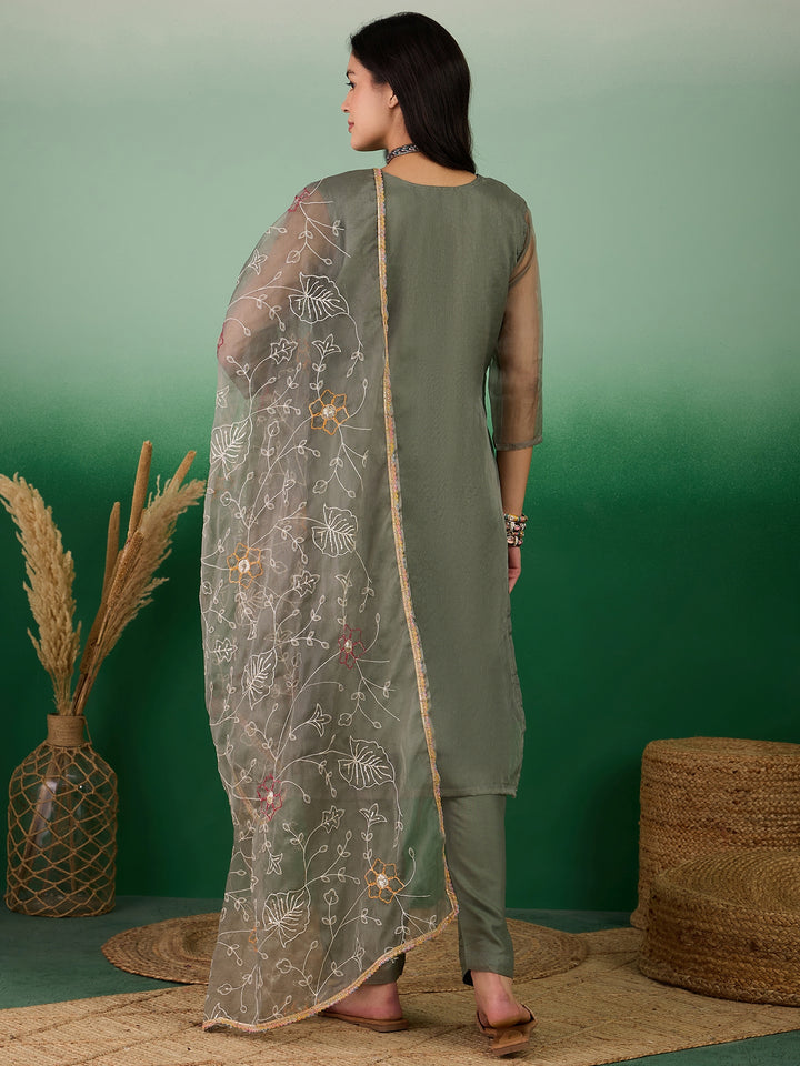 Stunning Organza Salwar Kameez with Floral Print and Embroidered Neckline | Perfect Festive Wear