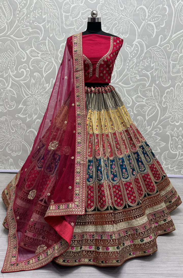 Multicolor Designer Lehenga | Premium Silk with Sequins & Intricate Work