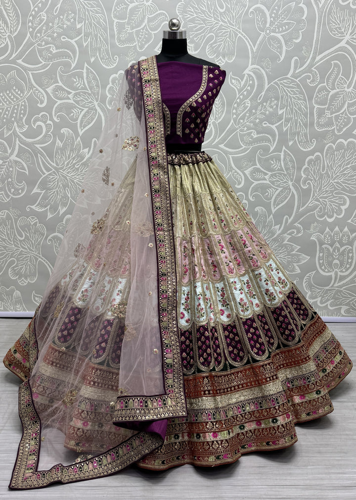 Multicolor Designer Lehenga | Premium Silk with Sequins & Intricate Work