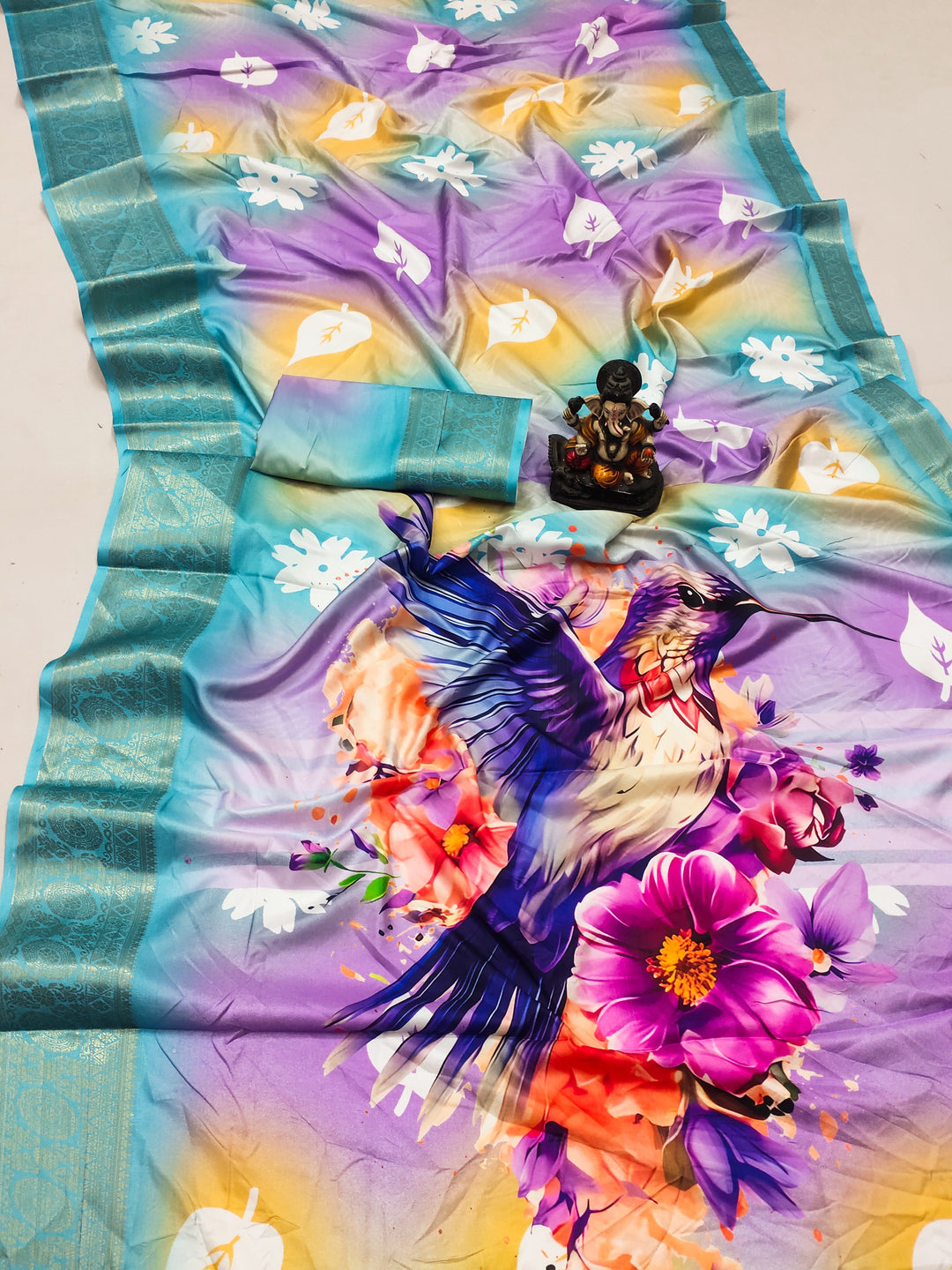 Designer Dola Silk Saree | Floral Digital Print | Perfect for Weddings & Parties