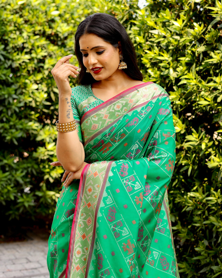 Handloom-Silk Saree | Woven Ikkat Patola Design | Special Event & Party