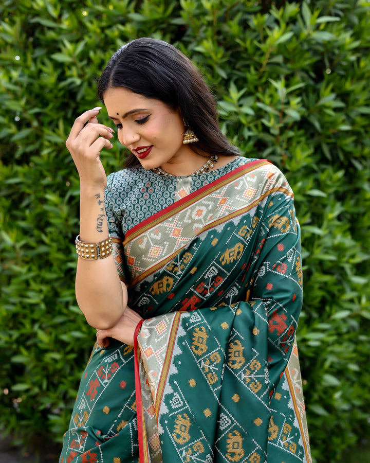 Handloom-Silk Saree | Woven Ikkat Patola Design | Special Event & Party