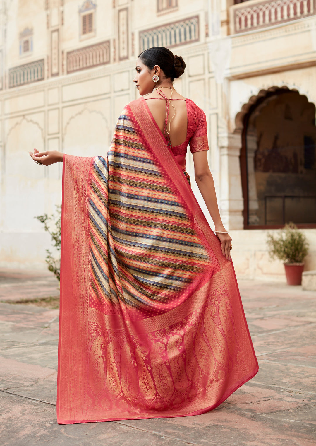 Luxurious Tissue-Silk Saree | Designer Weaving Border | Perfect for Weddings & Festive Events