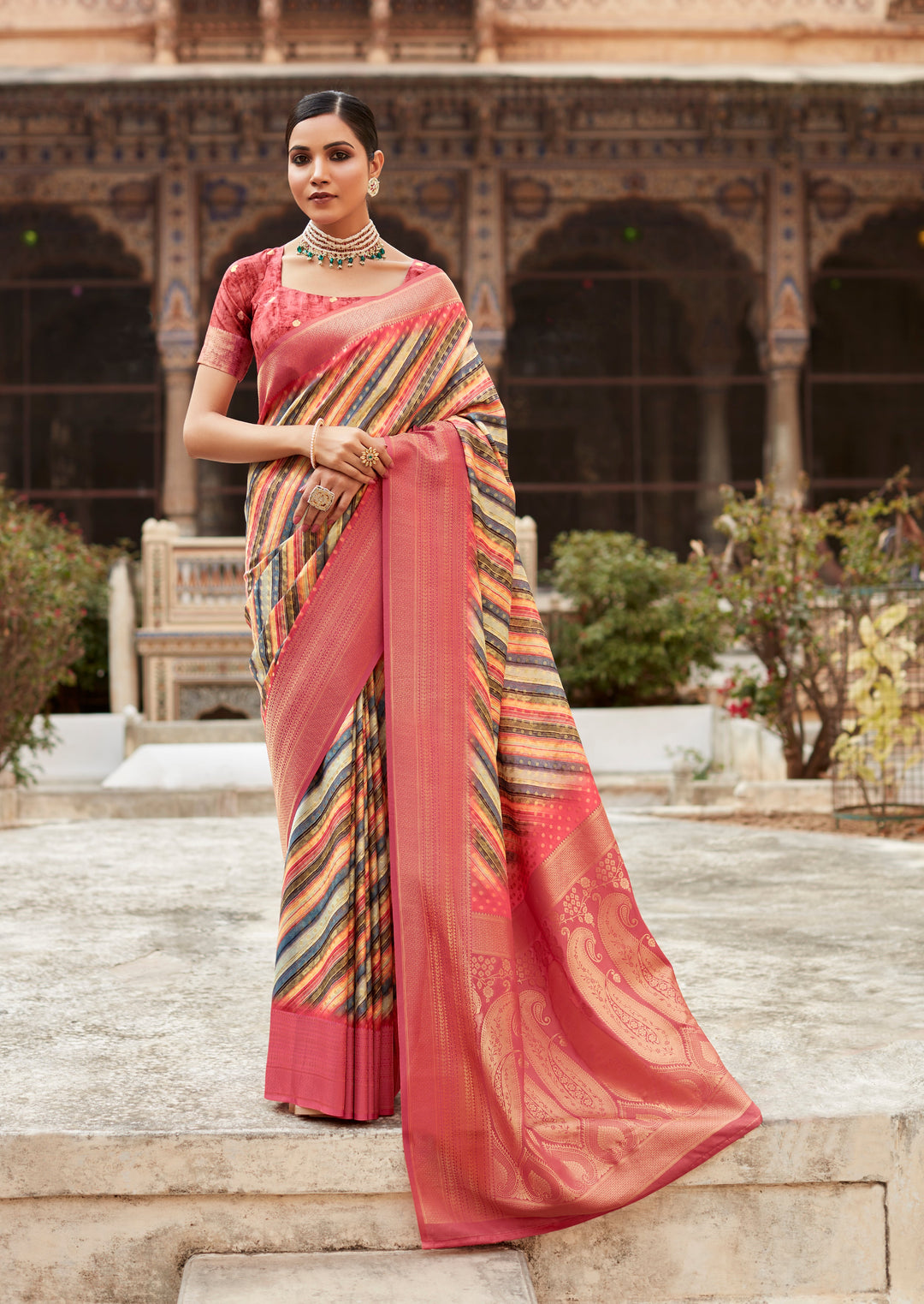 Luxurious Tissue-Silk Saree | Designer Weaving Border | Perfect for Weddings & Festive Events