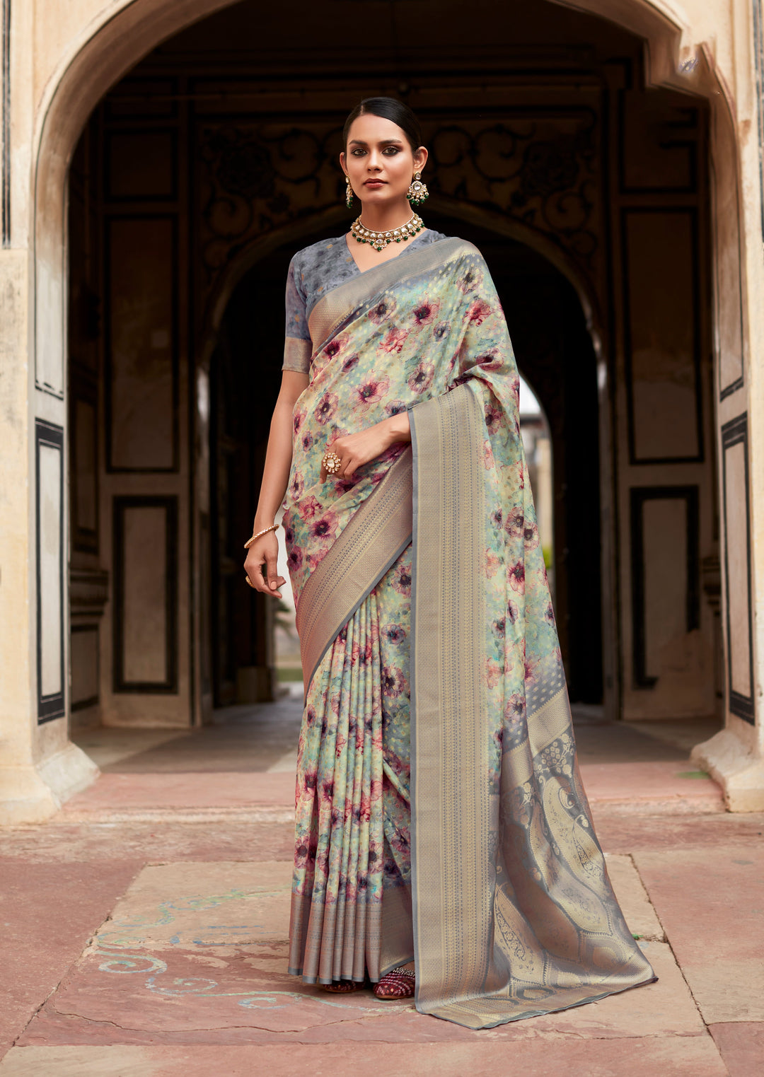 Elegant Tissue-Silk Saree | Designer Weaving Border | Festive & Wedding Wear