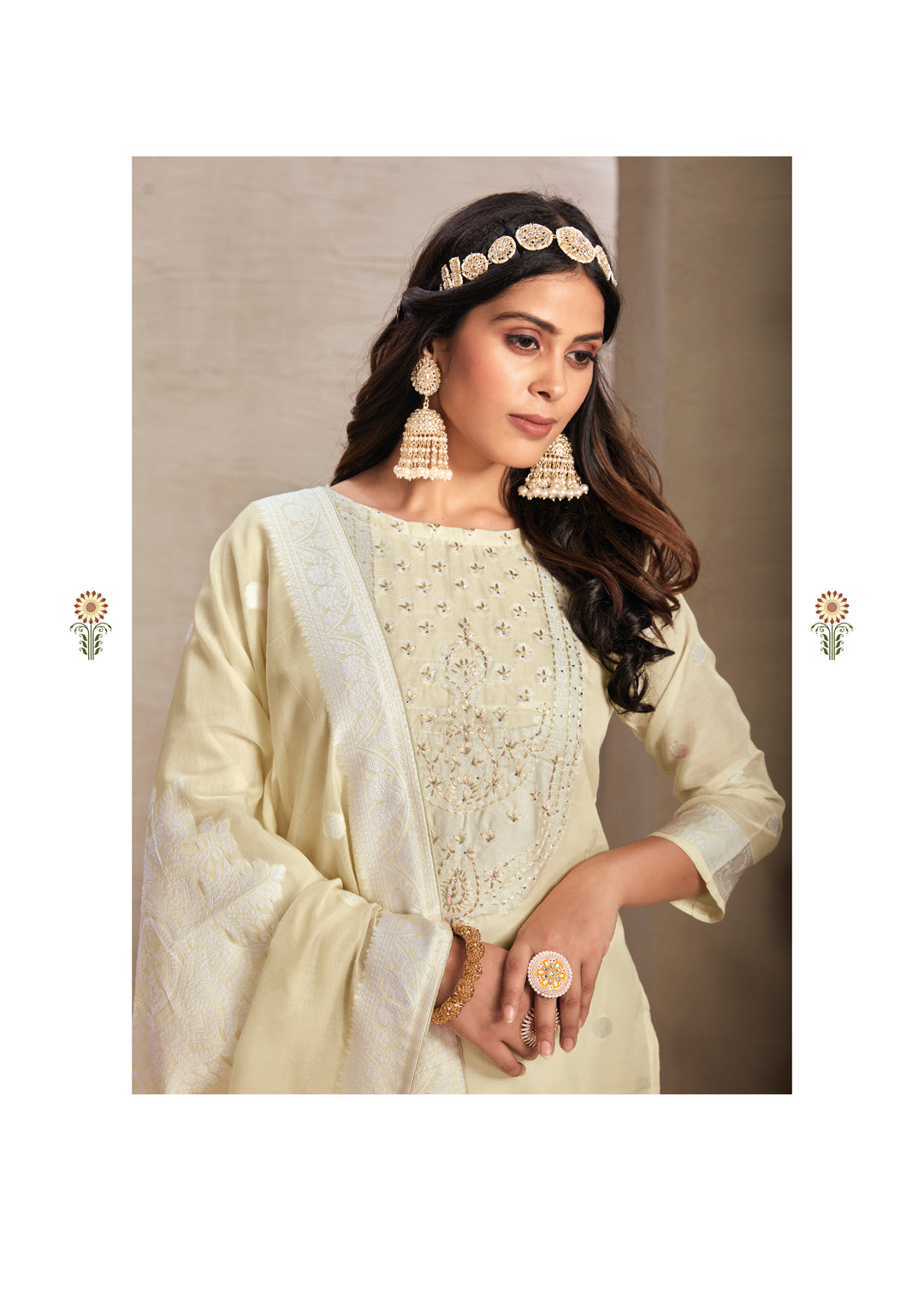 Stunning Organza Salwar Kameez with Floral Print and Embroidered Neckline | Perfect Festive Wear