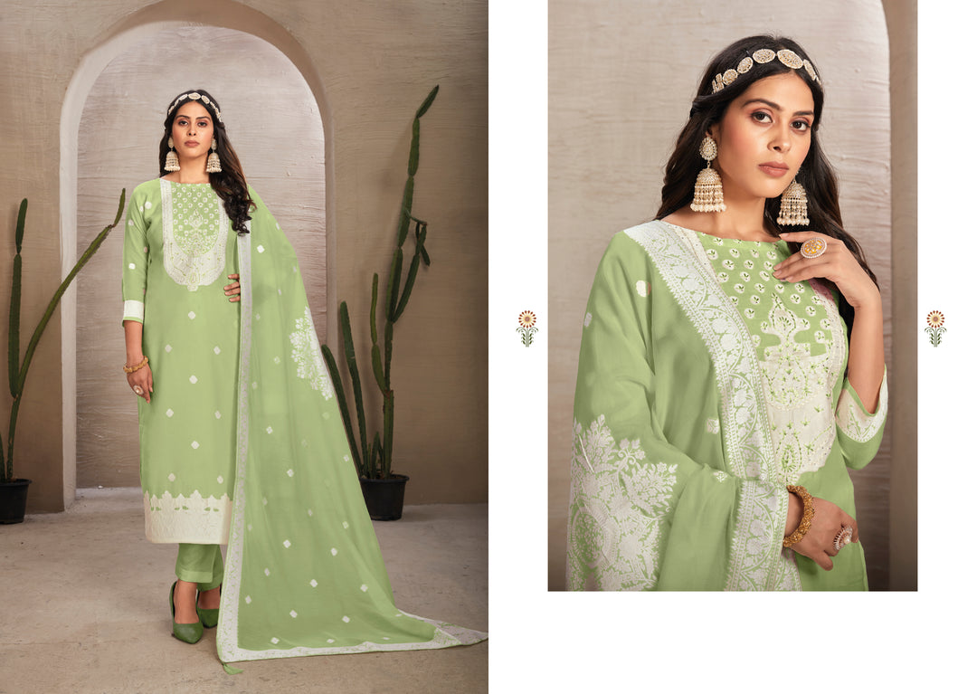 Stunning Organza Salwar Kameez with Floral Print and Embroidered Neckline | Perfect Festive Wear