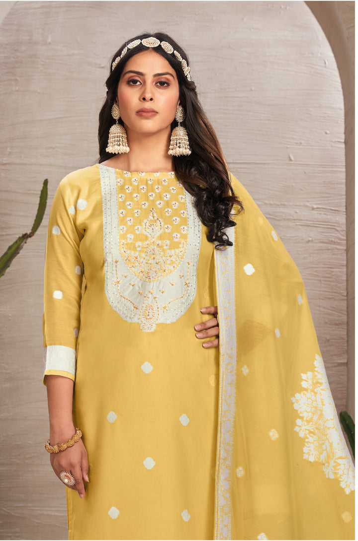 Stunning Organza Salwar Kameez with Floral Print and Embroidered Neckline | Perfect Festive Wear