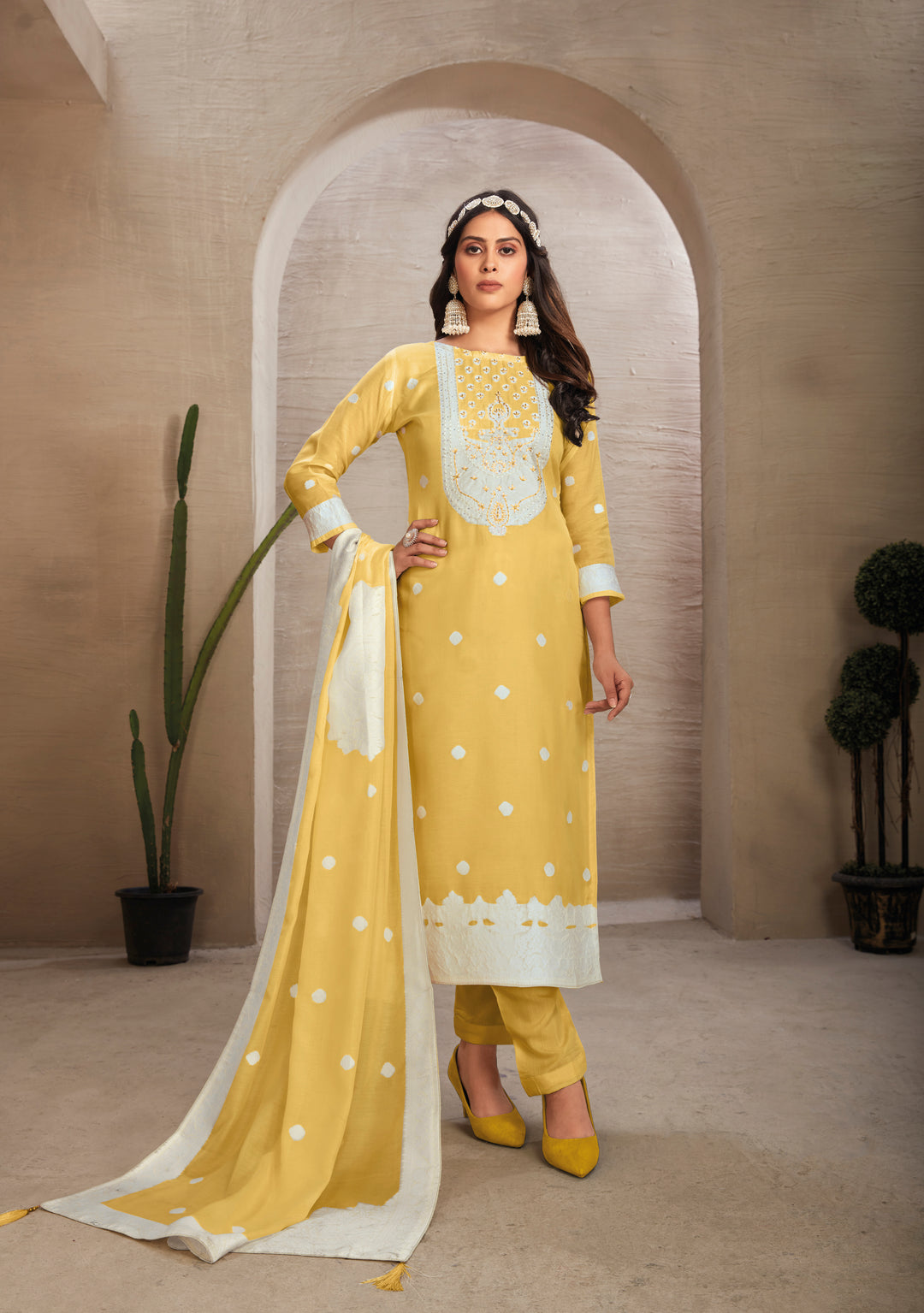 Stunning Organza Salwar Kameez with Floral Print and Embroidered Neckline | Perfect Festive Wear