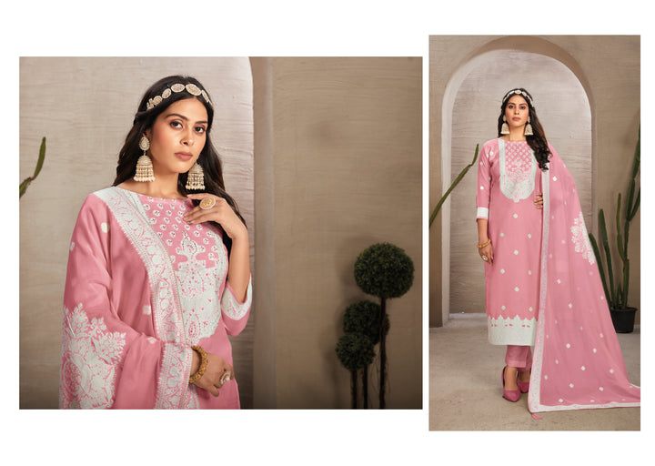 Stunning Organza Salwar Kameez with Floral Print and Embroidered Neckline | Perfect Festive Wear