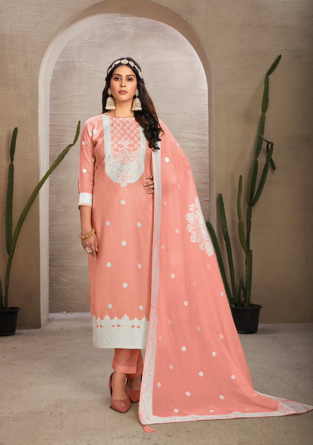 Stunning Organza Salwar Kameez with Floral Print and Embroidered Neckline | Perfect Festive Wear