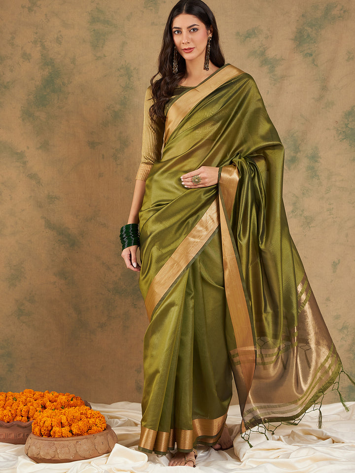 Designer Cotton-Organza Saree | Woven Jari Work for Special Events